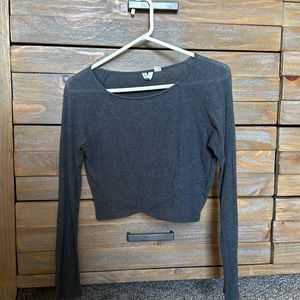 Roxy Gray Long Sleeve Crop Top - small